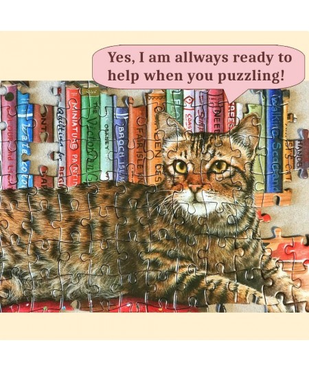 Puzzles for Adults 1000 Pieces Cat Jigsaw Puzzle in a Puzzle and Cute Cozy Donut Bookshelf for Cat Lovers and Puzzle Framing ...