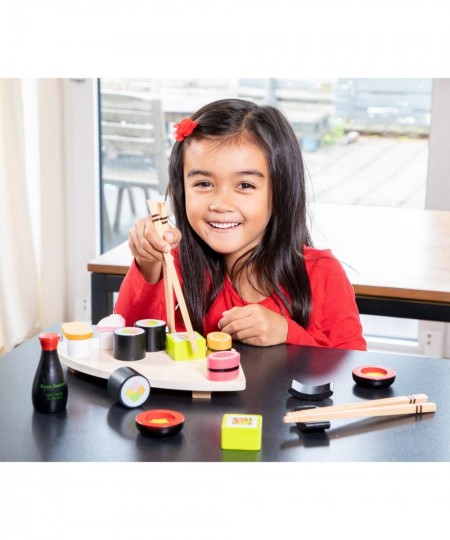 Wooden Sushi Set - Pretend Play Toy for Kids Cooking Simulation Educational Toys and Color Perception Toy for Preschool Age T...