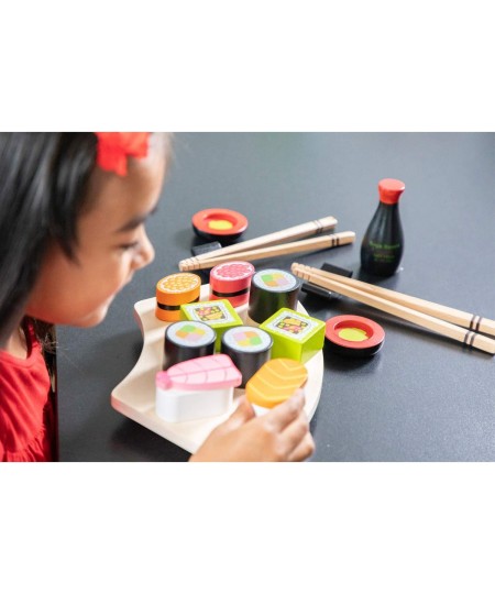 Wooden Sushi Set - Pretend Play Toy for Kids Cooking Simulation Educational Toys and Color Perception Toy for Preschool Age T...