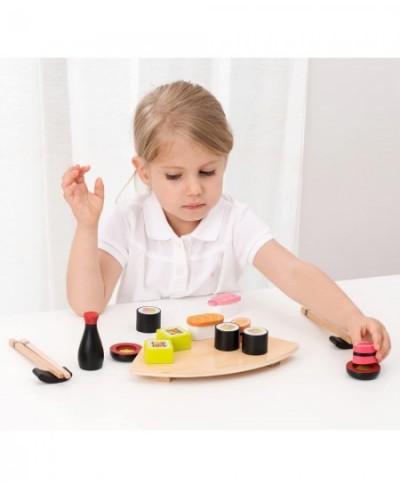 Wooden Sushi Set - Pretend Play Toy for Kids Cooking Simulation Educational Toys and Color Perception Toy for Preschool Age T...