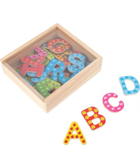 Magnetic Alphabet Letters – Wooden Fridge Magnets for Learning Spelling – Colorful Set Includes 37 Pieces & Travel Box - Teac...