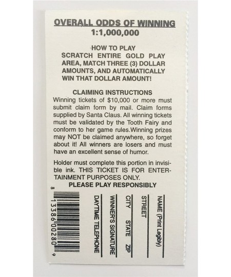 Gag Fake Lottery Tickets - Joke Prank Your Family & Friends with These Scratch Cards - Set of 100 Assorted Phony Winning lott...