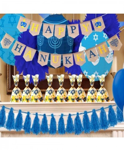 Hanukkah Candy Goodies Bags Chanukah/Hanukkah Party Favor Bags Hanukkah Dreidel Menorah Plastic Cellophane Treat Gift Bags fo...