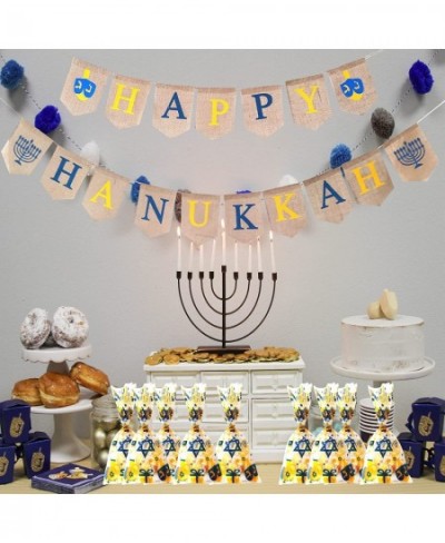 Hanukkah Candy Goodies Bags Chanukah/Hanukkah Party Favor Bags Hanukkah Dreidel Menorah Plastic Cellophane Treat Gift Bags fo...