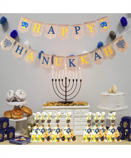 Hanukkah Candy Goodies Bags Chanukah/Hanukkah Party Favor Bags Hanukkah Dreidel Menorah Plastic Cellophane Treat Gift Bags fo...