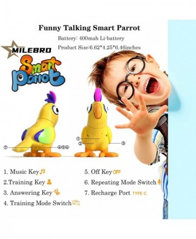 Talking Interactive Parrot Advanced Training Talk Back Music Touch Modes USB 400mAh Long Standby Realistic Fake Bird Toy for ...