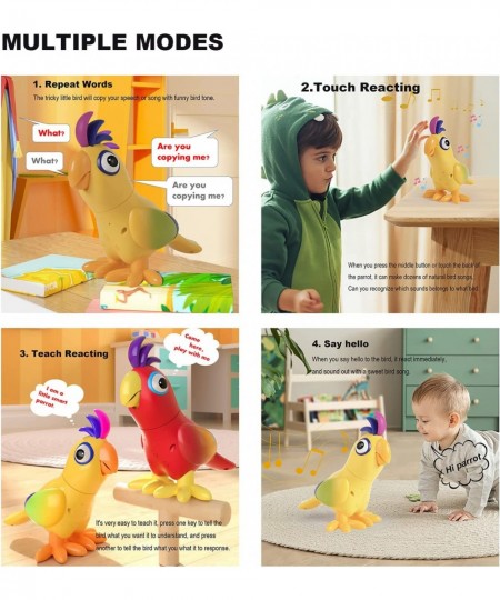 Talking Interactive Parrot Advanced Training Talk Back Music Touch Modes USB 400mAh Long Standby Realistic Fake Bird Toy for ...