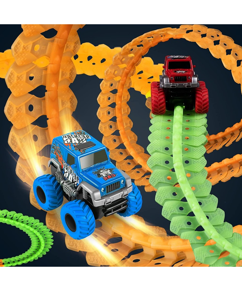 Race Track Toys 168 PCS DIY Race Track Flexible Magic Car Tracks with Rechargeable Off-Road Truck with Lights Race Car Toys f...