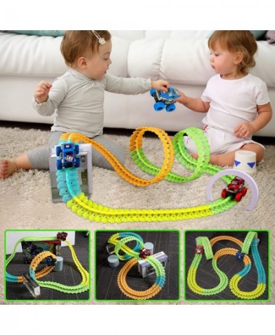 Race Track Toys 168 PCS DIY Race Track Flexible Magic Car Tracks with Rechargeable Off-Road Truck with Lights Race Car Toys f...