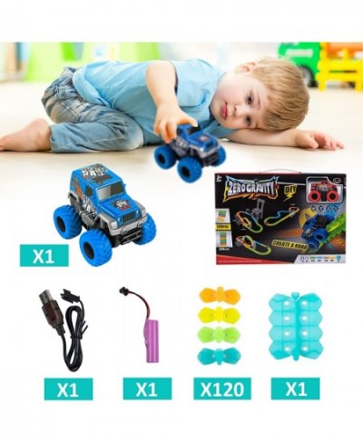 Race Track Toys 168 PCS DIY Race Track Flexible Magic Car Tracks with Rechargeable Off-Road Truck with Lights Race Car Toys f...