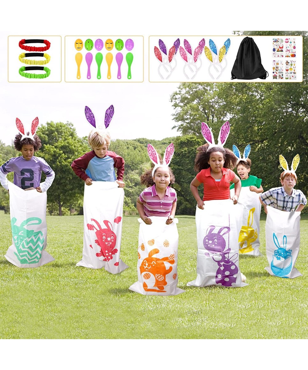 6 Players Easter Outdoor Games Potato Sack Race Bags for Kids Birthday Party Games Legged Relay Race Bands Egg and Spoon Race...