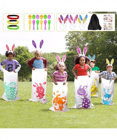 6 Players Easter Outdoor Games Potato Sack Race Bags for Kids Birthday Party Games Legged Relay Race Bands Egg and Spoon Race...