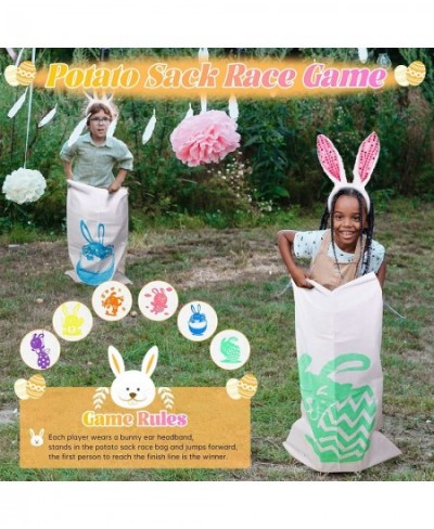 6 Players Easter Outdoor Games Potato Sack Race Bags for Kids Birthday Party Games Legged Relay Race Bands Egg and Spoon Race...