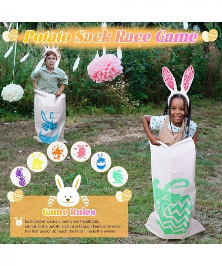 6 Players Easter Outdoor Games Potato Sack Race Bags for Kids Birthday Party Games Legged Relay Race Bands Egg and Spoon Race...