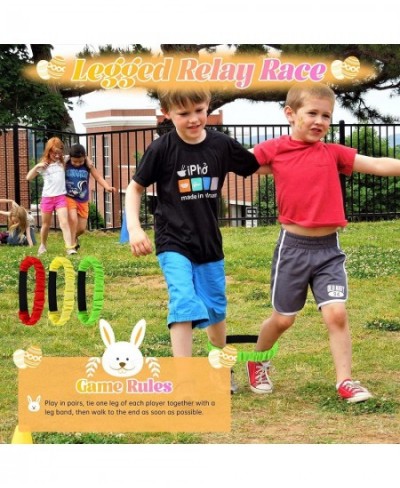 6 Players Easter Outdoor Games Potato Sack Race Bags for Kids Birthday Party Games Legged Relay Race Bands Egg and Spoon Race...