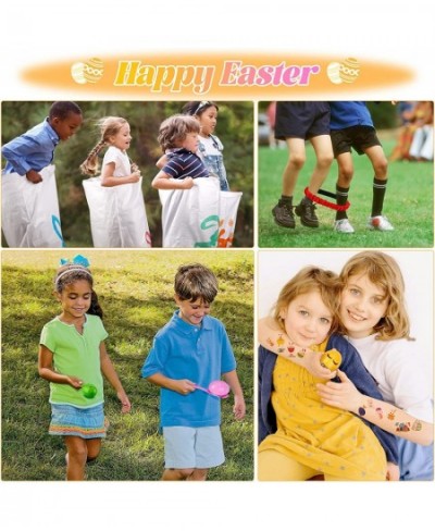 6 Players Easter Outdoor Games Potato Sack Race Bags for Kids Birthday Party Games Legged Relay Race Bands Egg and Spoon Race...