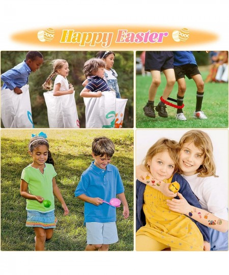 6 Players Easter Outdoor Games Potato Sack Race Bags for Kids Birthday Party Games Legged Relay Race Bands Egg and Spoon Race...