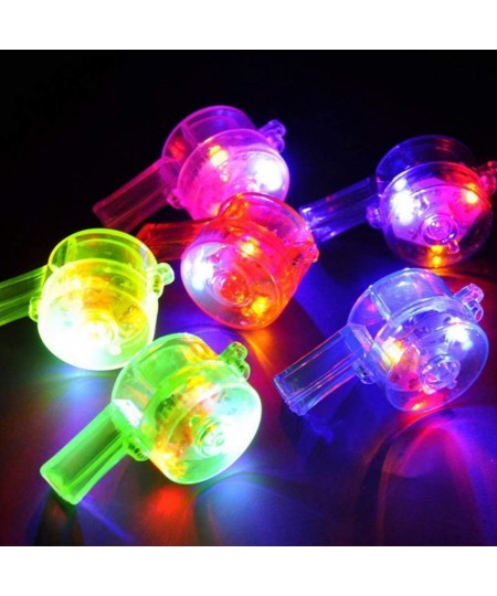 5pcs Flashing Whistle Light Up Whistle Glowing in The Dark Toy Noise Maker Toy LED Party Favors Gifts for Kids Children (Rand...