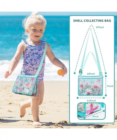 Shell Bag for Kids Beach Bag Sand Toys 3 Pcs Mesh Seashell Bag Beach Toy Shell Collecting Bag Beach Tote Crossbody Bag for Bo...