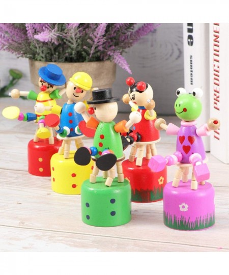 5pcs Wooden Push up Toy Finger Puppets Thumb Press Base Wooden Clown Puppets for Home Office Desk Decoration $21.89 - Finger ...