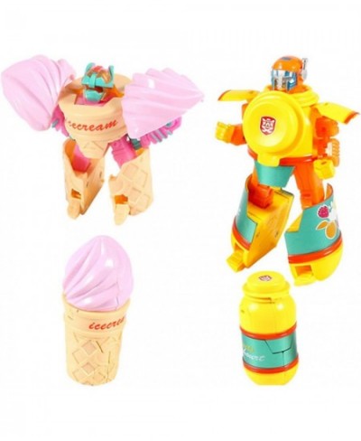 2 PCS DIY Food Deformable Robot Toys Pack Yogurt Ice Cream Transformer Robot Cube Early Educational Brain Blocks Toys Set for...