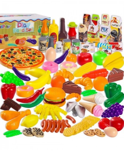 160 Pieces Play Food Set Pretend Play Food for Children Plastic Food Fruits Vegetables Accessories Toys Play Kitchen for Birt...