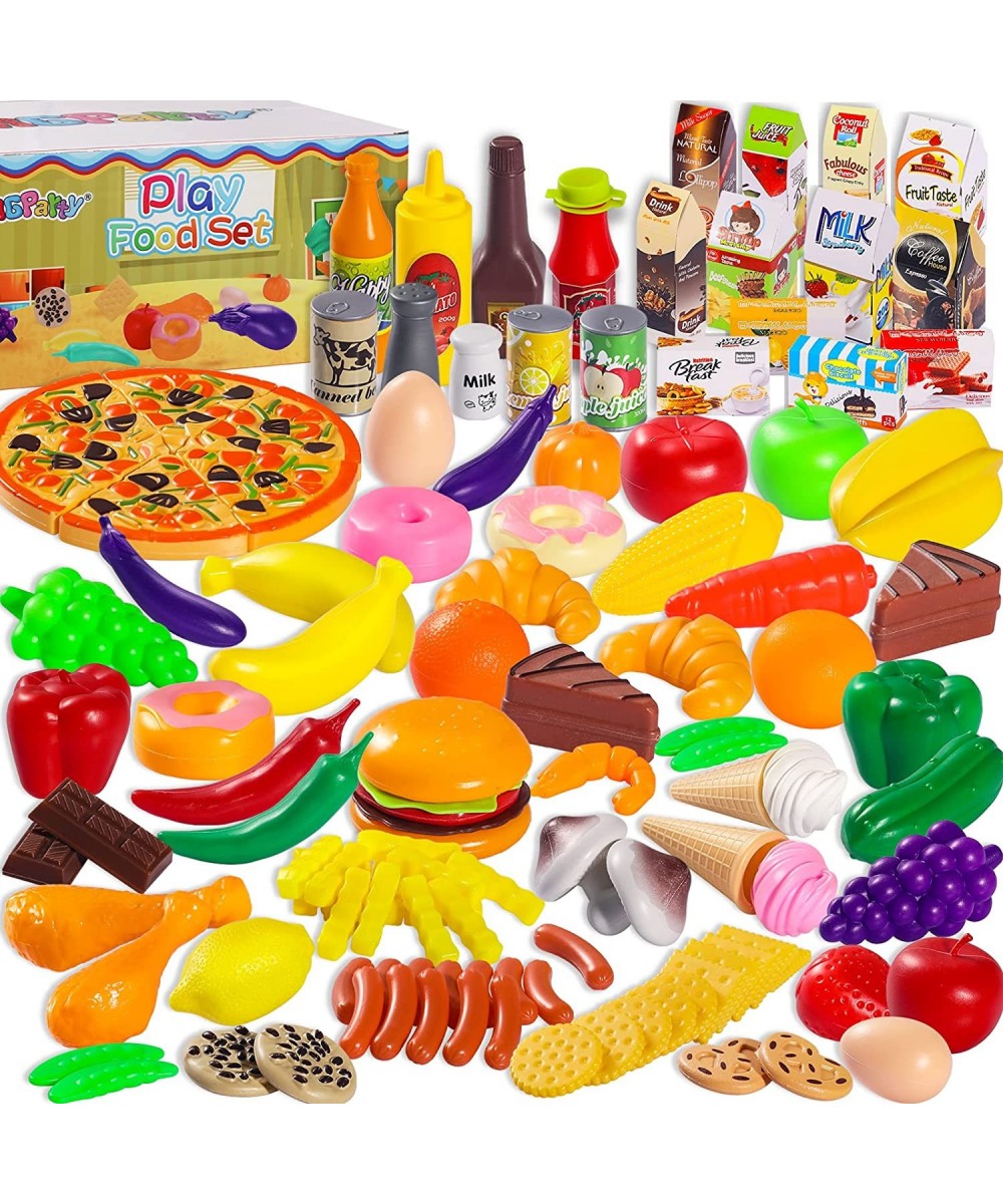 160 Pieces Play Food Set Pretend Play Food for Children Plastic Food Fruits Vegetables Accessories Toys Play Kitchen for Birt...