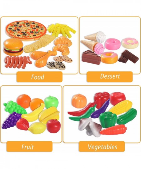 160 Pieces Play Food Set Pretend Play Food for Children Plastic Food Fruits Vegetables Accessories Toys Play Kitchen for Birt...