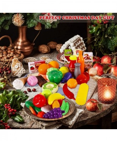 160 Pieces Play Food Set Pretend Play Food for Children Plastic Food Fruits Vegetables Accessories Toys Play Kitchen for Birt...