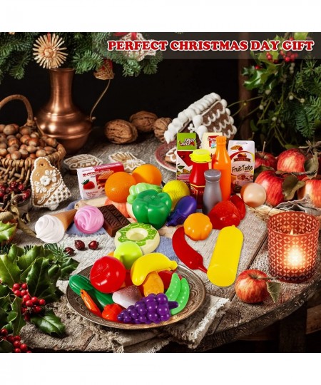 160 Pieces Play Food Set Pretend Play Food for Children Plastic Food Fruits Vegetables Accessories Toys Play Kitchen for Birt...