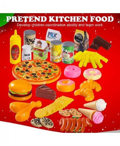 160 Pieces Play Food Set Pretend Play Food for Children Plastic Food Fruits Vegetables Accessories Toys Play Kitchen for Birt...