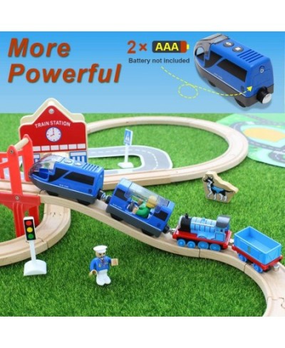 Battery Operated Action Locomotive Train (Magnetic Connection) - Powerful Engine Travel Train Set Fits Thomas Brio Wooden Tra...