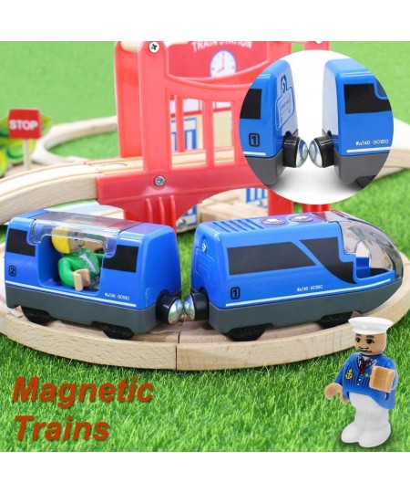 Battery Operated Action Locomotive Train (Magnetic Connection) - Powerful Engine Travel Train Set Fits Thomas Brio Wooden Tra...