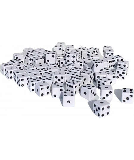 D6 Standard 16 mm Opaque Dice with Pip Dots - 100 Pack - White $31.93 - Dice Games