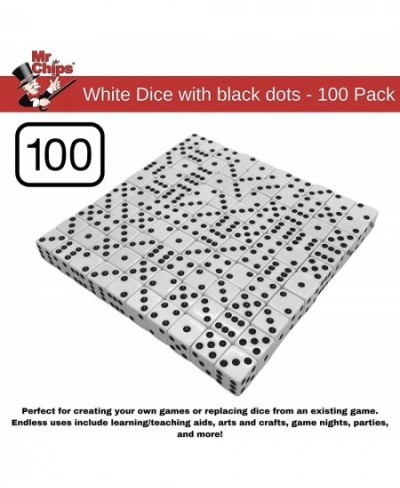 D6 Standard 16 mm Opaque Dice with Pip Dots - 100 Pack - White $31.93 - Dice Games