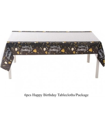 6pcs Birthday Table Covers Happy Birthday Tablecloth with 108X54 inch Disposable Plastic Tablecovers Rectangular Table Cloth ...