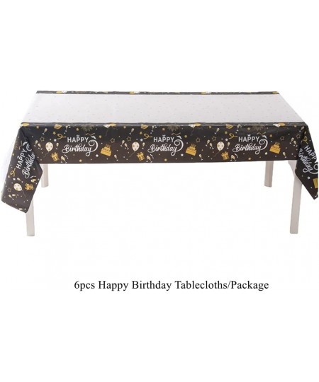 6pcs Birthday Table Covers Happy Birthday Tablecloth with 108X54 inch Disposable Plastic Tablecovers Rectangular Table Cloth ...