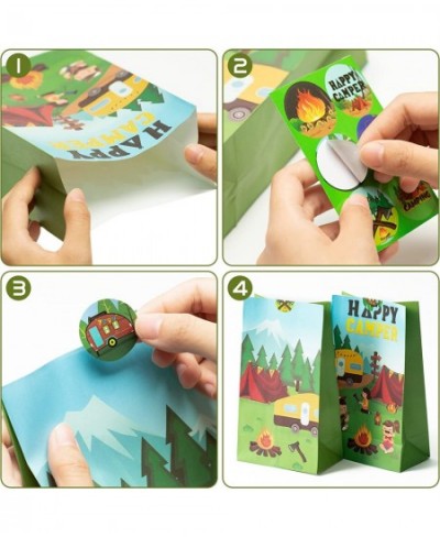 24 PCS Happy Camper Theme Camping Party Paper Gift Bags for Camping Adventure Lovers Party Supplies Birthday Party Decoration...