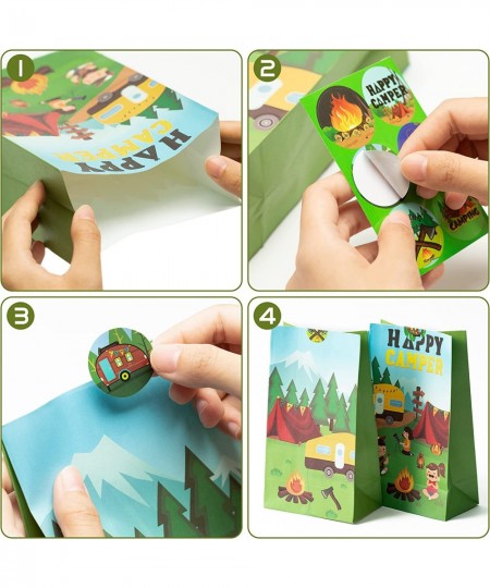 24 PCS Happy Camper Theme Camping Party Paper Gift Bags for Camping Adventure Lovers Party Supplies Birthday Party Decoration...