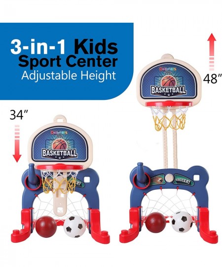 3-in-1 Kids Sports Center: Basketball Hoop Soccer Goal Ring Toss Playset - Indoor and Outdoor Activity Center for Toddlers - ...