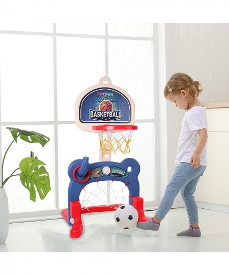 3-in-1 Kids Sports Center: Basketball Hoop Soccer Goal Ring Toss Playset - Indoor and Outdoor Activity Center for Toddlers - ...