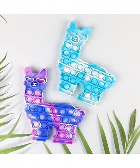 2 Pack Push Pop Bubble Fidget Sensory Toys Rainbow Llama Simple Fidget Toy Bubble Popper Stress Reliever Silicone Squeeze Toy...