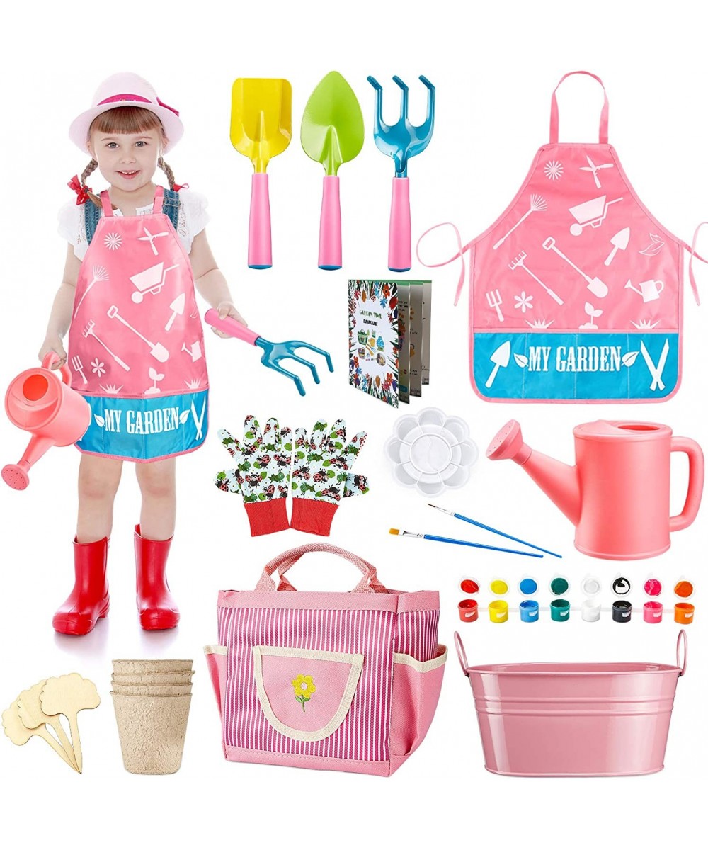 Kids Gardening Tools with STEM Learning Guide Washable Apron Watering Can Gardening Gloves Shovel Rake & Painting Accessories...