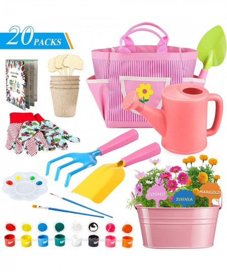 Kids Gardening Tools with STEM Learning Guide Washable Apron Watering Can Gardening Gloves Shovel Rake & Painting Accessories...