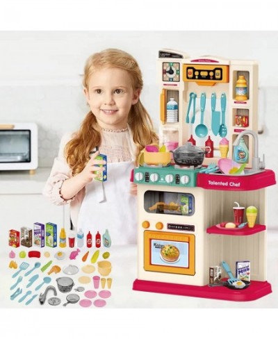 Kitchen Toy Set with Accessories | Mini Kitchen Set with Simulation Light and Sound Steam Simulation | Indoor Play Kitchen Co...