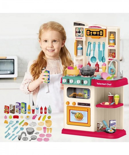 Kitchen Toy Set with Accessories | Mini Kitchen Set with Simulation Light and Sound Steam Simulation | Indoor Play Kitchen Co...