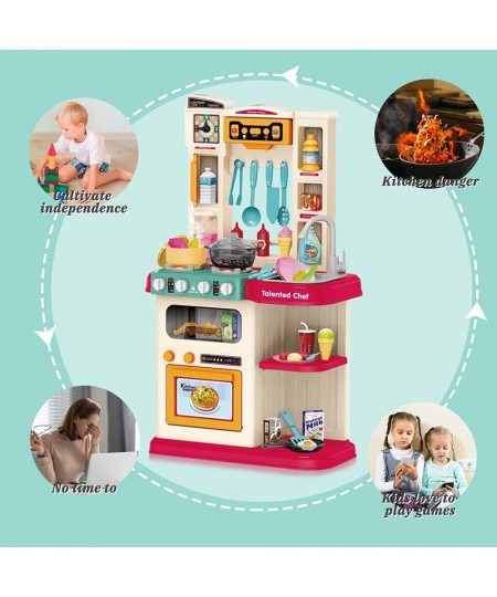 Kitchen Toy Set with Accessories | Mini Kitchen Set with Simulation Light and Sound Steam Simulation | Indoor Play Kitchen Co...