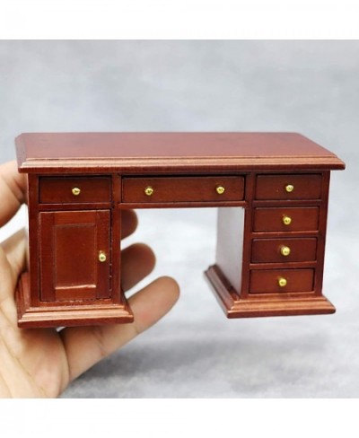 Dollhouse Miniatures Furniture Accessories Wooden 1/12 Scale Retro Dollhouse Writing Desk Chair Set Tiny Furniture for Decor ...