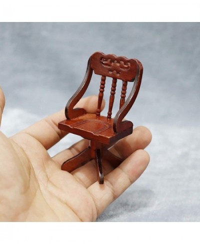 Dollhouse Miniatures Furniture Accessories Wooden 1/12 Scale Retro Dollhouse Writing Desk Chair Set Tiny Furniture for Decor ...