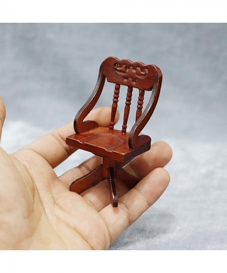 Dollhouse Miniatures Furniture Accessories Wooden 1/12 Scale Retro Dollhouse Writing Desk Chair Set Tiny Furniture for Decor ...